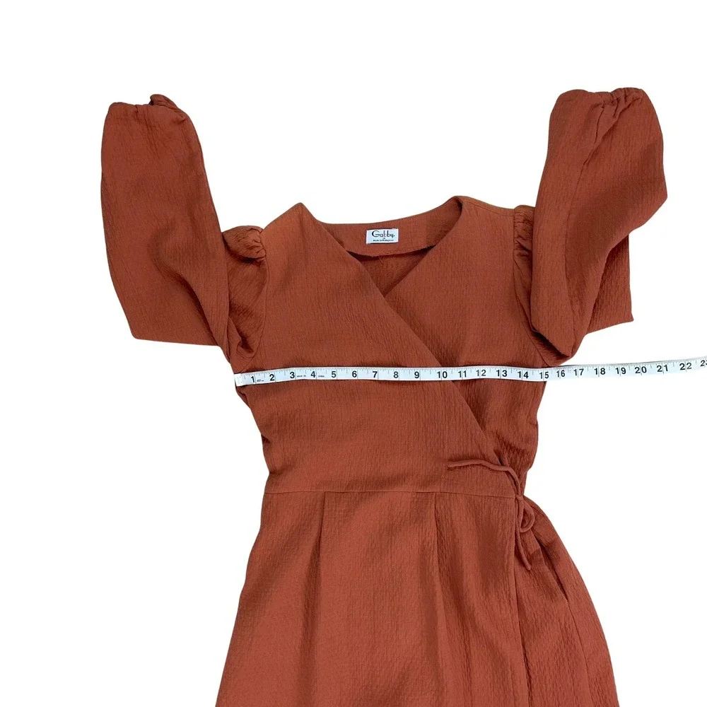 Luli &‎ Me Gabby Girls Grace Wrap Romper Rust 100% Cotton Sz M Cottage Boho